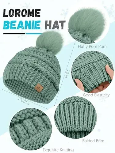 Winter Hat Scarf Gloves and Ear Warmer, Warm Knit Beanie Hat Touch Screen Gloves Set Winter Gifts Neck Scarves for Women - 2