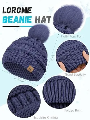 Winter Hat Scarf Gloves and Ear Warmer, Warm Knit Beanie Hat Touch Screen Gloves Set Winter Gifts Neck Scarves for Women - WINTER (1)