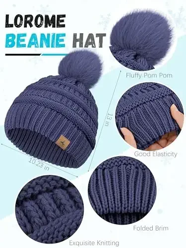 Winter Hat Scarf Gloves and Ear Warmer, Warm Knit Beanie Hat Touch Screen Gloves Set Winter Gifts Neck Scarves for Women - 2