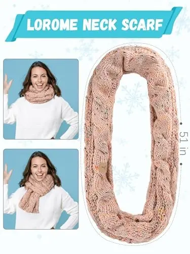 Winter Hat Scarf Gloves and Ear Warmer, Warm Knit Beanie Hat Touch Screen Gloves Set Winter Gifts Neck Scarves for Women - 4