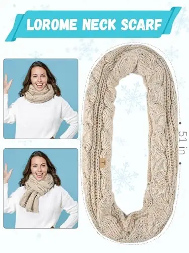 Winter Hat Scarf Gloves and Ear Warmer, Warm Knit Beanie Hat Touch Screen Gloves Set Winter Gifts Neck Scarves for Women - 4