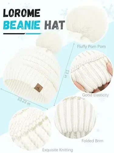 Winter Hat Scarf Gloves and Ear Warmer, Warm Knit Beanie Hat Touch Screen Gloves Set Winter Gifts Neck Scarves for Women - WINTER (1)