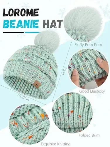 Winter Hat Scarf Gloves and Ear Warmer, Warm Knit Beanie Hat Touch Screen Gloves Set Winter Gifts Neck Scarves for Women - 2