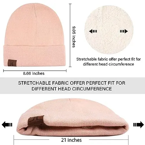 Winter Warm Beanie Hat Touchscreen Gloves Set, Soft Skull Cap Gloves Set for Men and Women with Warm Knit Fleece Lined - 3