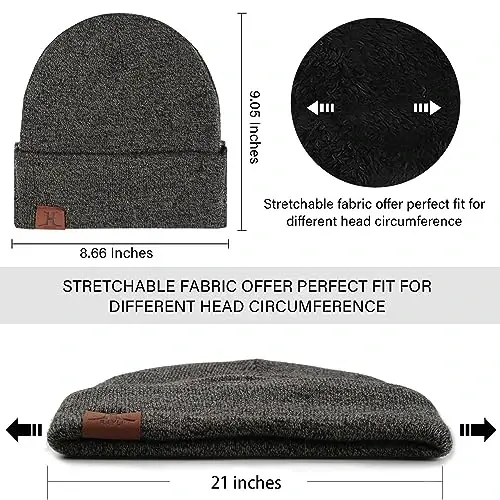 Winter Warm Beanie Hat Touchscreen Gloves Set, Soft Skull Cap Gloves Set for Men and Women with Warm Knit Fleece Lined - 2