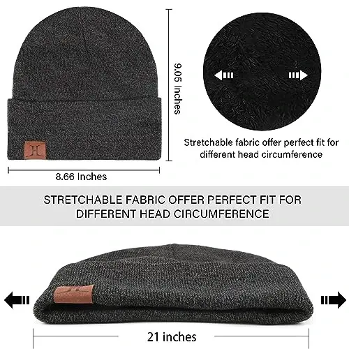 Winter Warm Beanie Hat Touchscreen Gloves Set, Soft Skull Cap Gloves Set for Men and Women with Warm Knit Fleece Lined - 2