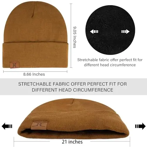 Winter Warm Beanie Hat Touchscreen Gloves Set, Soft Skull Cap Gloves Set for Men and Women with Warm Knit Fleece Lined - 2