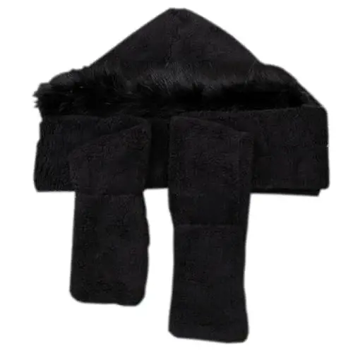 Winter Warm Women Siamese Hoodie Gloves Pocket Earflap Hat Long Scarf Shawl Wraps - 2
