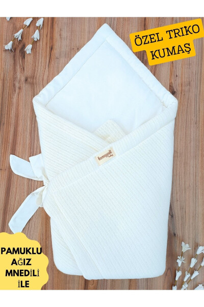 Triko Örgü Kışlık Kız Erkek Bebek Battaniyesi Kundağı Pamuklu Hastane Çıkışı Yenidoğan Hediyelik - 3