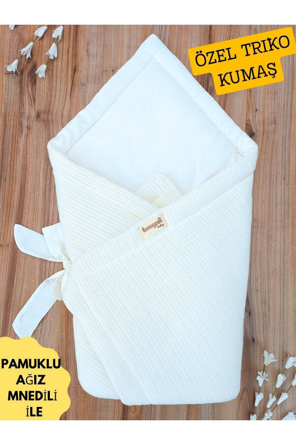 Triko Örgü Kışlık Kız Erkek Bebek Battaniyesi Kundağı Pamuklu Hastane Çıkışı Yenidoğan Hediyelik - 3