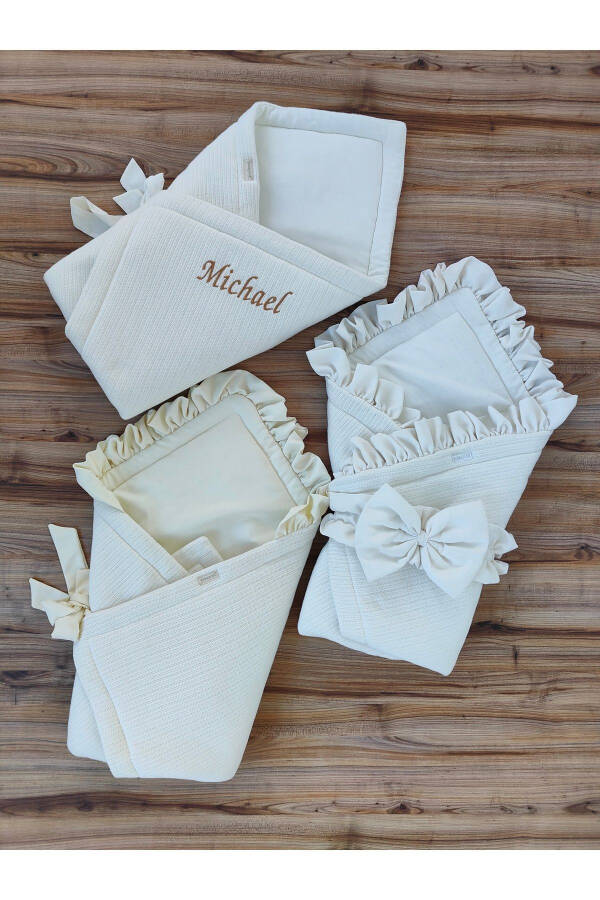 Triko Örgü Kışlık Kız Erkek Bebek Battaniyesi Kundağı Pamuklu Hastane Çıkışı Yenidoğan Hediyelik - 8