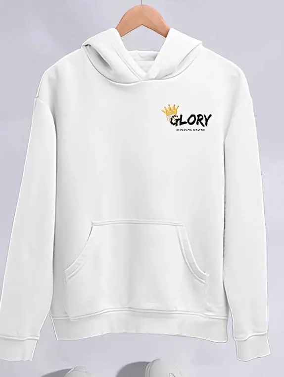 Kışlık Üç İplik Kapşonlu SweatShirt - Beyaz - 1