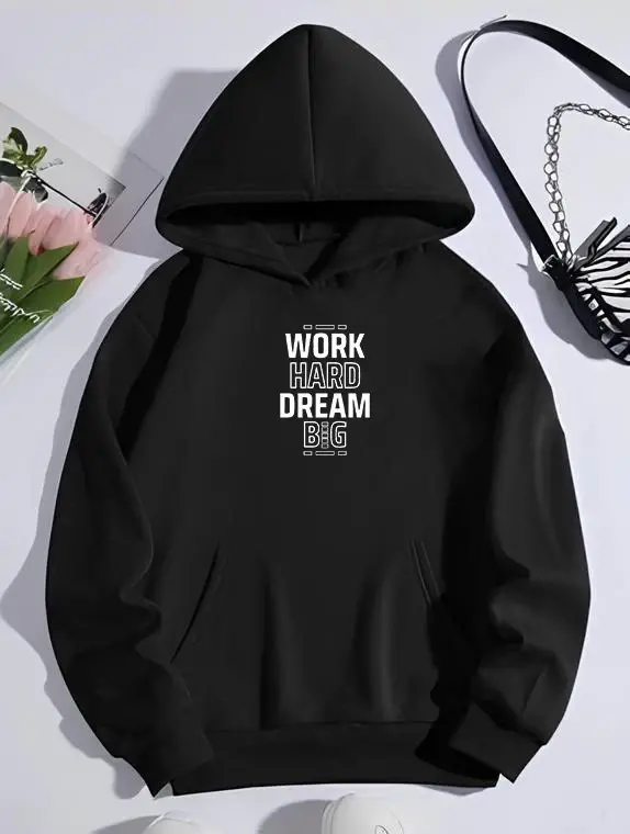 Kışlık Üç İplik Kapşonlu SweatShirt - Siyah - 1