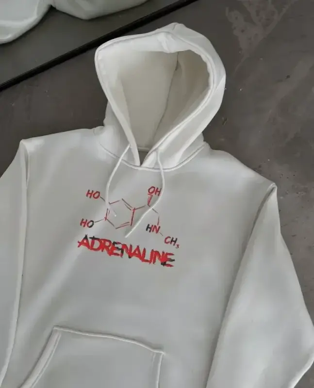 Kışlık Uzun Kol Kapüşonlu SweatShirt - Beyaz - 1