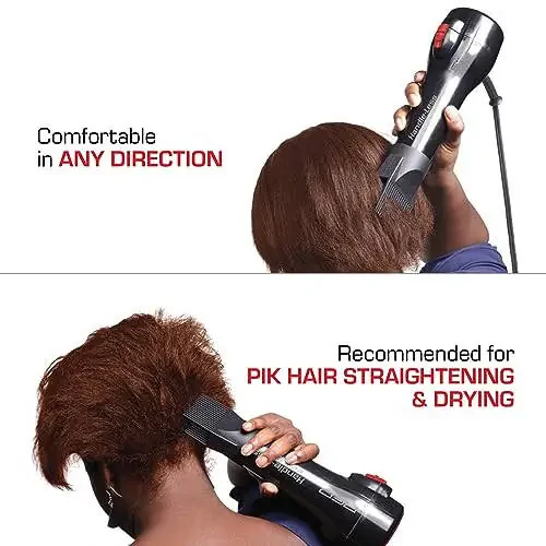 RED by Kiss Handle-Less 2200W Ceramic Tourmaline Hair Dryer, 3 Heat Settings, Pro Blow Dryer with Comb AttacModazoneent, Ionic for Frizz-Free Shine, Detangler & Straightening for 4C - 6