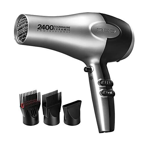 Kiss RED Soch Quritgich 2400 Turmalin Keramik Texnologiyasi, Professional Soch Quritgich, Maksimal Yaltirash, Tez Quritish, Sozlanadigan Sozlamalar, 3 Aksessuar, Salon Sifati - Red by Kiss