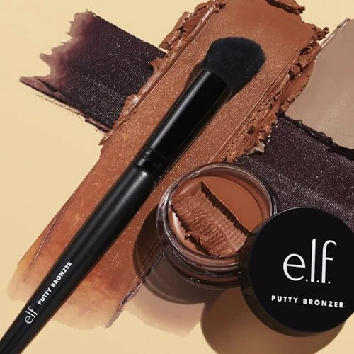 Кисть для пудры e.l.f. Putty Bronzer, скошенная кисть для макияжа для контура и хайлайтера, создана для пудры e.l.f. Putty Bronzer, безупречное санитарное нанесение - e.l.f. (1)