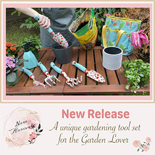 Kit4Pros Floral Garden Tool Set | Gardening Gifts for Women Birthday | Heavy Duty Tools Kit | Storage Tote Bag Organizer | Pruning Shears | Gardener Gloves | Sprayer | Weeder | Trowel (Floral Set) - 2