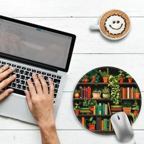 Gctriki Small Mouse Pad for Desk with Bookshelf Design - Cute Office Decor for Women, Stitched Edge Non-Slip Rubber Base, Fits Laptop & Wireless Mouse, Travel Mouse Pad for Computer Gaming - GCTRIKI (1)