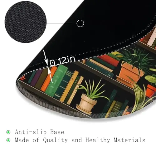 Gctriki Small Mouse Pad for Desk with Bookshelf Design - Cute Office Decor for Women, Stitched Edge Non-Slip Rubber Base, Fits Laptop & Wireless Mouse, Travel Mouse Pad for Computer Gaming - 6