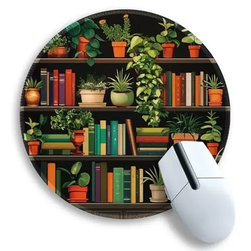 Gctriki Small Mouse Pad for Desk with Bookshelf Design - Cute Office Decor for Women, Stitched Edge Non-Slip Rubber Base, Fits Laptop & Wireless Mouse, Travel Mouse Pad for Computer Gaming - GCTRIKI