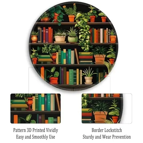 Gctriki Small Mouse Pad for Desk with Bookshelf Design - Cute Office Decor for Women, Stitched Edge Non-Slip Rubber Base, Fits Laptop & Wireless Mouse, Travel Mouse Pad for Computer Gaming - 5