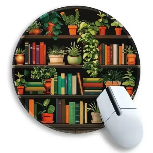 Gctriki Small Mouse Pad for Desk with Bookshelf Design - Cute Office Decor for Women, Stitched Edge Non-Slip Rubber Base, Fits Laptop & Wireless Mouse, Travel Mouse Pad for Computer Gaming - 1