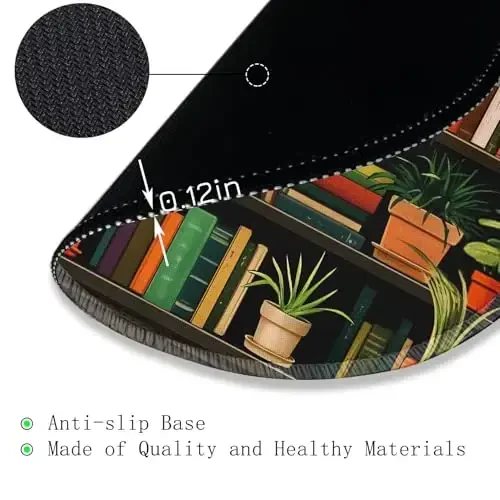 Gctriki Small Mouse Pad for Desk with Bookshelf Design - Cute Office Decor for Women, Stitched Edge Non-Slip Rubber Base, Fits Laptop & Wireless Mouse, Travel Mouse Pad for Computer Gaming - 6