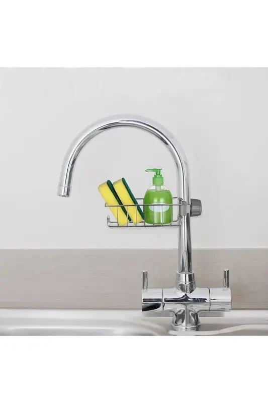 Kitchen Bathroom Shower Faucet Top Shelf Soap Sponge Holder Shelf Single Tier - 1