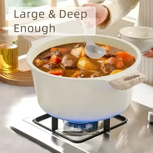 Kitchen Cookware Sets, 21 Pcs Pots and Pans Set Non Stick, Granite Induction Cookware With Steamer Basket, Nonstick Cooking Pot and Pan Set, 4-Cup Egg Pan Set, PFOS PFOA Free, Cream White - 3