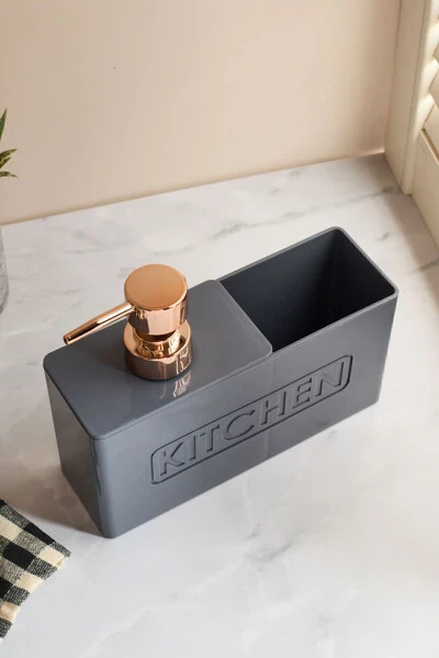Kitchen Gri Sünger Hazneli Mutfak Sıvı Sabunluk 13 - 3