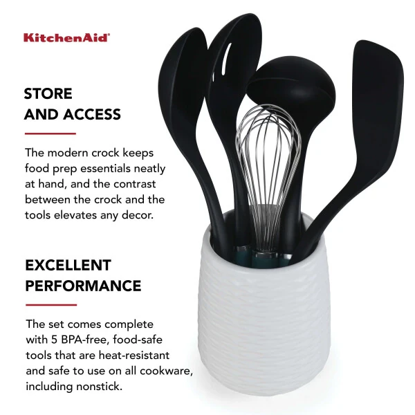 KitchenAid 6 dona plastik oshxona asboblari to'plami bilan idish. - 10