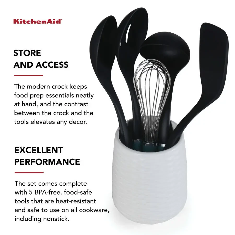 KitchenAid 6 dona plastik oshxona asboblari to'plami bilan idish. - 10