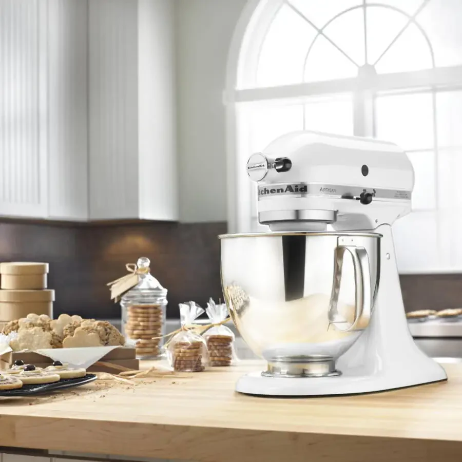KitchenAid Artisan Series 5 Litrli Moyilmaydigan Boshli Stend Mikser, Oq, KSM150PS - 8