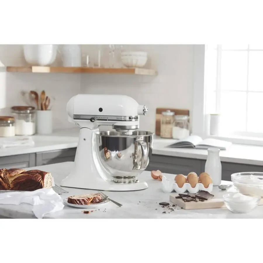 KitchenAid Artisan Series 5 Litrli Moyilmaydigan Boshli Stend Mikser, Oq, KSM150PS - 4