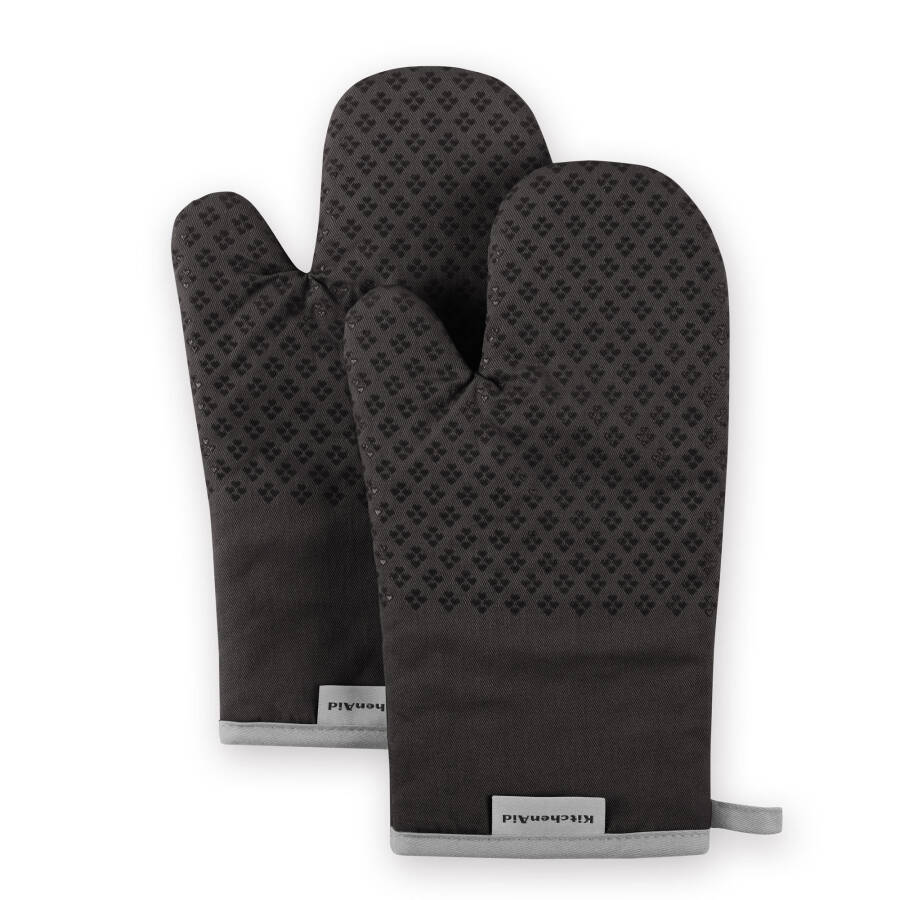 KitchenAid Asteroid Oven Mitt 2-Pack Set, Black, 7