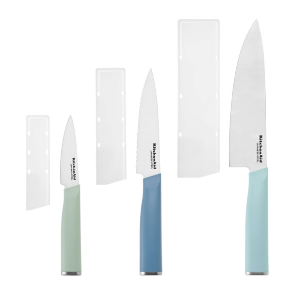 KitchenAid Classic 3-Piece Stainless Steel Chef Knife Set, Blue Velvet, Pistachio, Mineral Water - 1