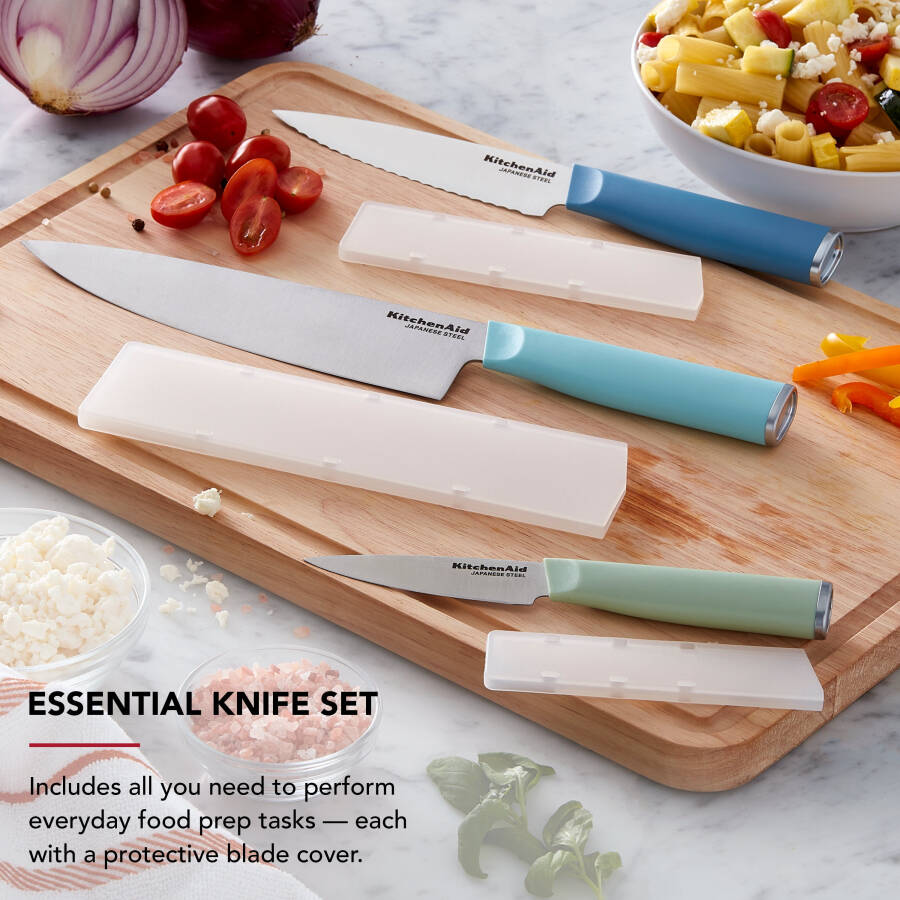 KitchenAid Classic 3-Piece Stainless Steel Chef Knife Set, Blue Velvet, Pistachio, Mineral Water - 2