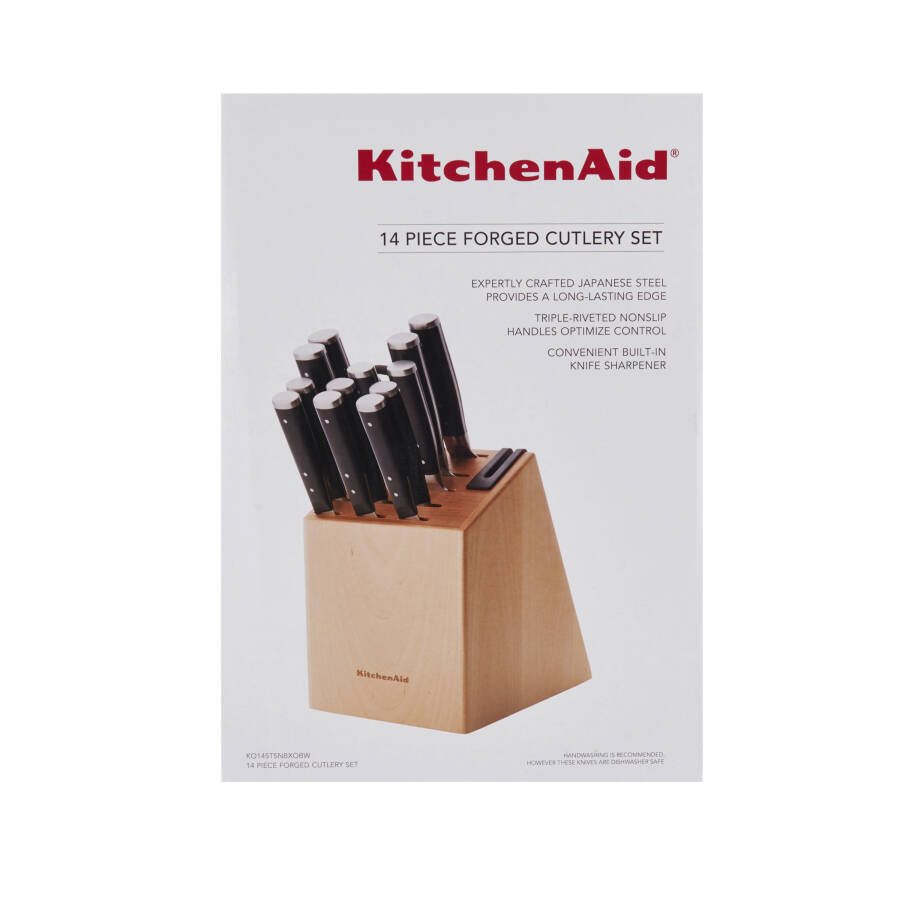 KitchenAid Gourmet 14 Parça Dövme Üç Çivili Japon Çelik Bıçak Seti, Blok ve Dahili Bileyleme - 28