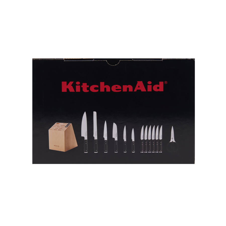 KitchenAid Gourmet 14 Parça Dövme Üç Çivili Japon Çelik Bıçak Seti, Blok ve Dahili Bileyleme - 29