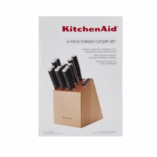 KitchenAid Gourmet 14-Piece Forged Triple Rivet Japanese Steel Knife Set with Block and Built-in Sharpener - 10