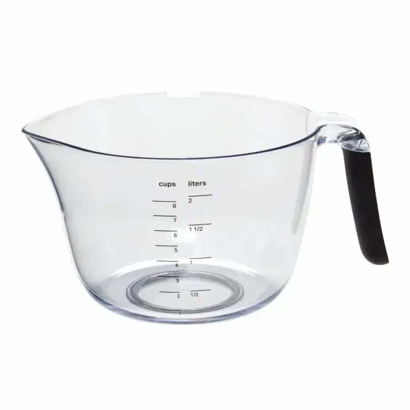 KitchenAid Universal 8 Cup Clear Plastic Batter Mixing Bowl with Black Handle - 4