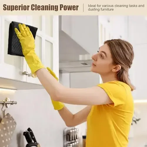 Kitinjoy Салфетка из микрофибры для уборки, 12 шт. Мягкие и безворсовые полотенца из микрофибры, принадлежности для уборки, абсорбирующие быстросохнущие тряпки для домашнего хозяйства, кухни, окон, 12 x12 дюймов, черные - 4