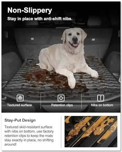 Киви Мастер Коврики для пола и багажника для 2016-2021 Jeep Grand Cherokee | OEM Замена 82215577 82212085, Всепогодные, Прочный ТПЭ, Передние, Задние, Багажник, Черный - 6