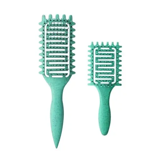 Curl Defining Brush,2024 Curly Hair Brush,Vented Hair Brush for Detangling, Shaping and Defining Curls For Women and Men Less Pulling (2Pcs Green) 