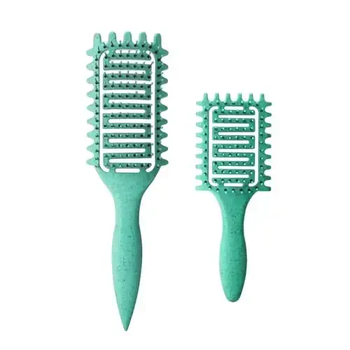 Curl Defining Brush,2024 Curly Hair Brush,Vented Hair Brush for Detangling, Shaping and Defining Curls For Women and Men Less Pulling (2Pcs Green) - 1