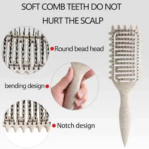 Curl Defining Brush,2024 Curly Hair Brush,Vented Hair Brush for Detangling, Shaping and Defining Curls For Women and Men Less Pulling (Beige) - YINGBTR (1)