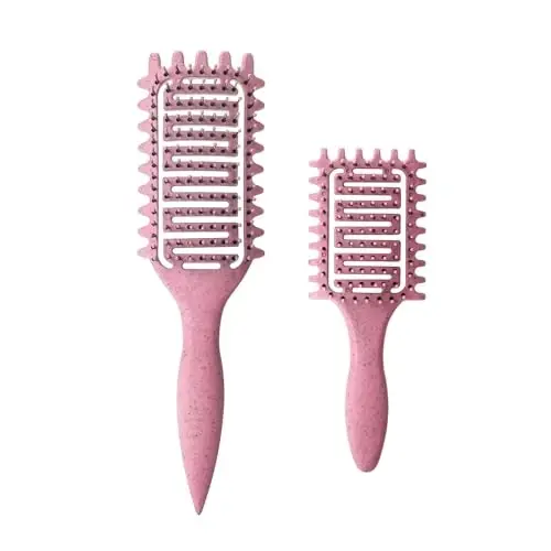Curl Defining Brush,2024 Curly Hair Brush,Vented Hair Brush for Detangling, Shaping and Defining Curls For Women and Men Less Pulling (2Pcs Pink) 