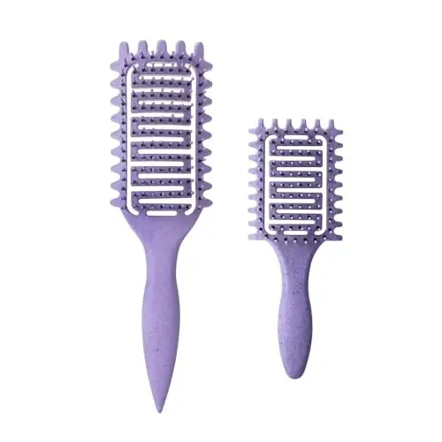 Curl Defining Brush,2024 Curly Hair Brush,Vented Hair Brush for Detangling, Shaping and Defining Curls For Women and Men Less Pulling (2Pcs Purple) - 1