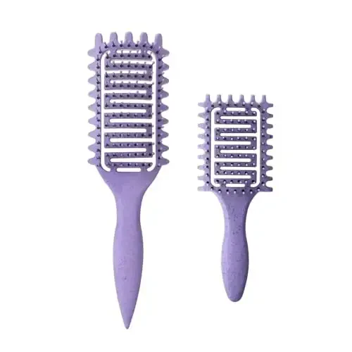 Curl Defining Brush,2024 Curly Hair Brush,Vented Hair Brush for Detangling, Shaping and Defining Curls For Women and Men Less Pulling (2Pcs Purple) - YINGBTR